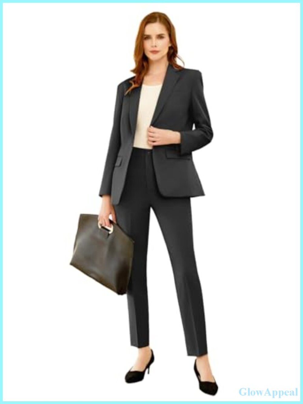 Women's 2 Piece Pantsuit Set Blazer Notched Collar Slim Fit Business Suit